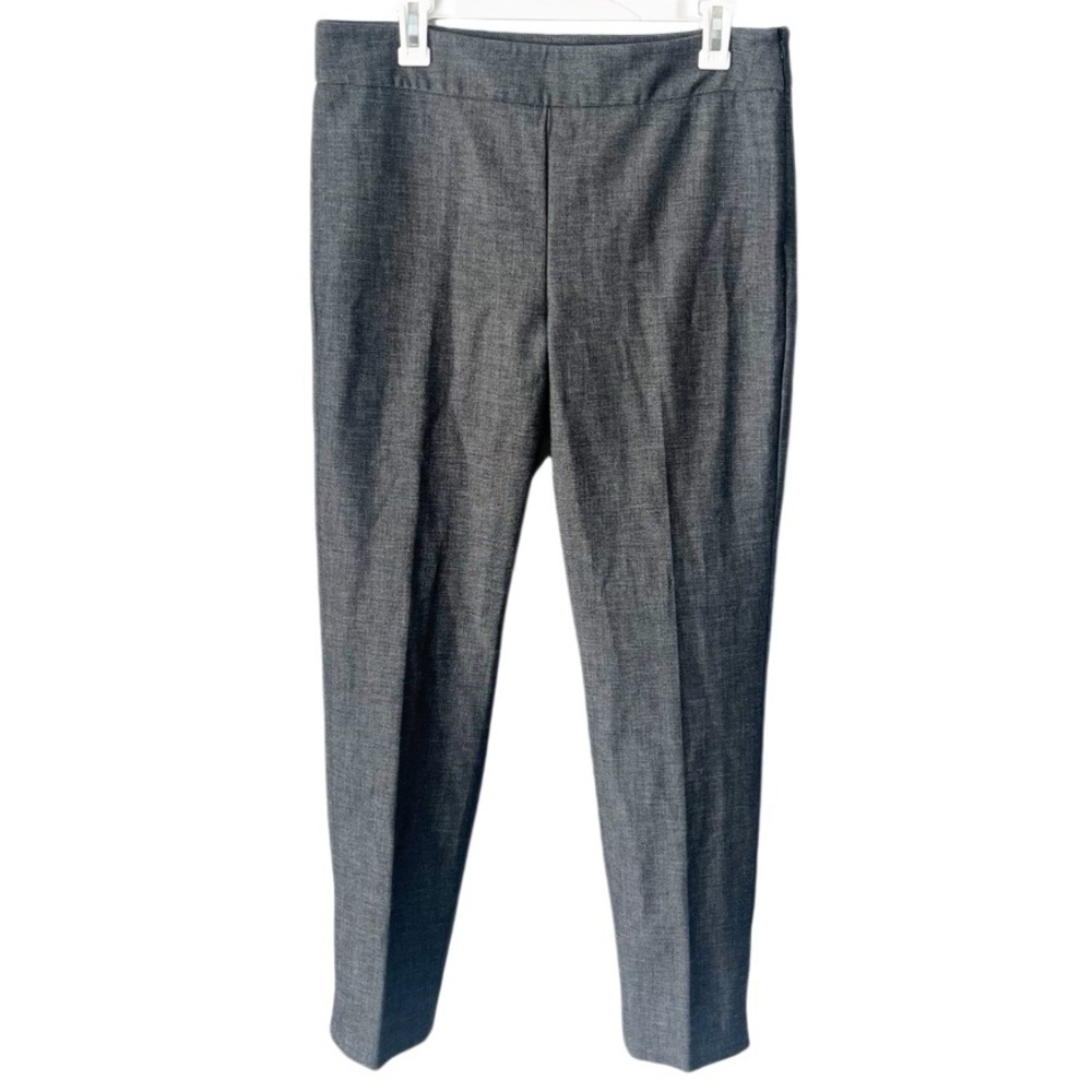 Talbots Pants Women's 10 Chatham Ankle Gray Sharkskin Slim Mid-Rise Side Zip